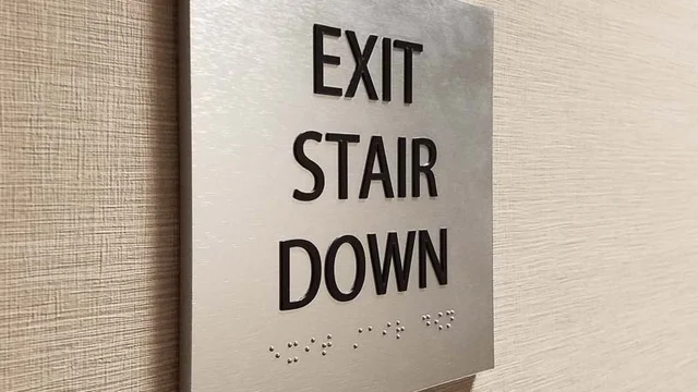 Exit stair down sign printed with industrial UV braille printer