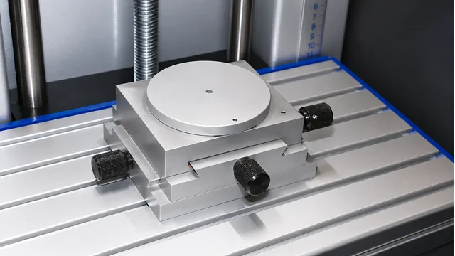 TTN XY 100 Cross Table, a precision positioning accessory for pad printing machines, offering X, Y, and rotational adjustments for quick setup, available from Automark.